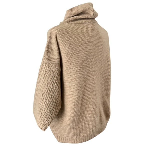 MaxMara Size Small Tan Wool Cashmere Funnel Neck Boxy Short Sleeve Knit Sweater - Picture 5 of 13